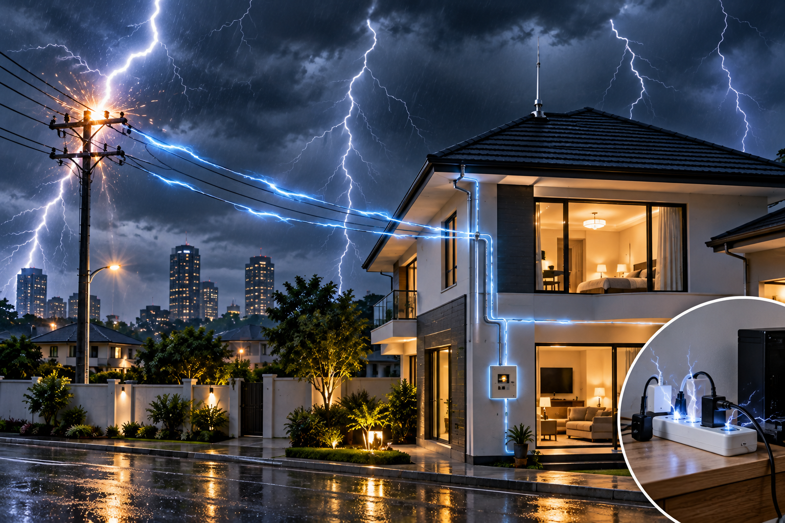 Lightning damage to homes and buildings without a direct strike