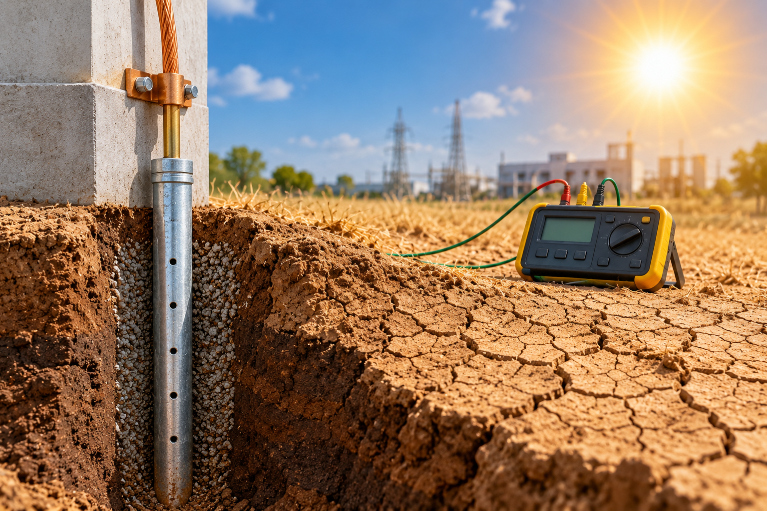 Earthing resistance increase during summer due to dry soil